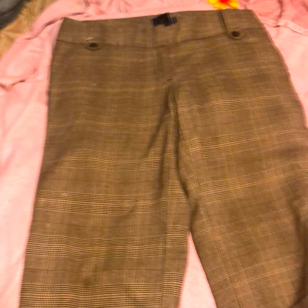 Brown plaid crop pants